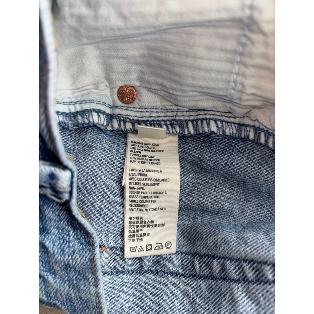 Free People Distressed Button Fly Denim Cutoff Shorts Blue Coastal Boho Size 31 - Picture 7 of 7